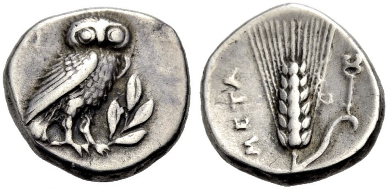 GRIECHISCHE MÜNZEN. LUKANIEN. METAPONT. 
Drachme, 325-275 v. Chr. Eule n. r. au...