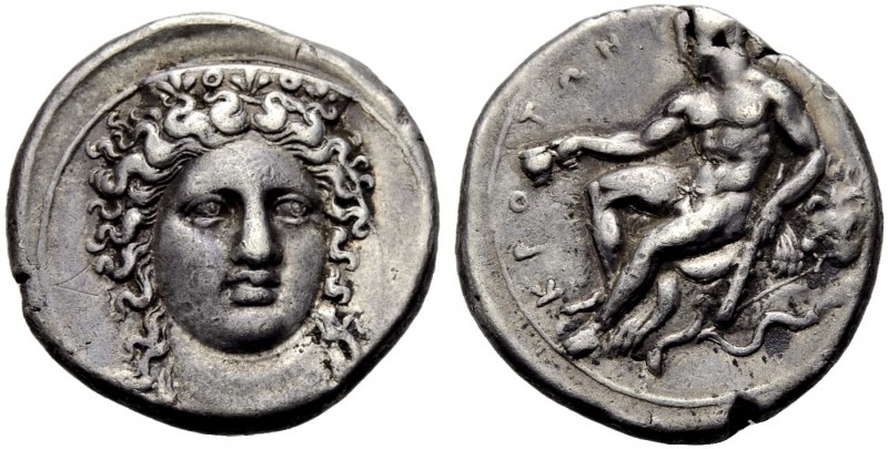 GRIECHISCHE MÜNZEN. BRUTTIUM. KROTON. 
Nomos, 400-325 v. Chr. Kopf der Hera Lak...