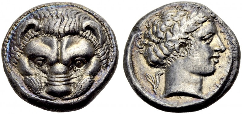 GRIECHISCHE MÜNZEN. BRUTTIUM. RHEGION. 
Tetradrachmon, 415/410 - 387 v. Chr. Lö...
