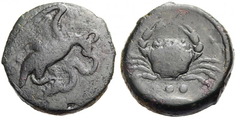 GRIECHISCHE MÜNZEN. SIZILIEN. AKRAGAS. 
Tetras (Tetronkion), ca. 425-410 v. Chr...
