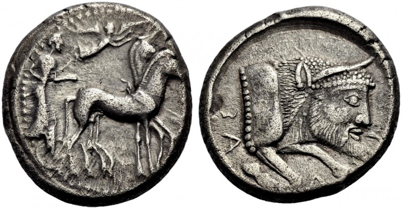 GRIECHISCHE MÜNZEN. SIZILIEN. GELA. 
Tetradrachmon, 480-470 v. Chr. Wagenlenker...