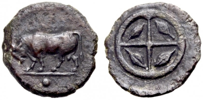 GRIECHISCHE MÜNZEN. SIZILIEN. GELA. 
Onkia, Bronze, 420-405 v. Chr. Stier mit l...