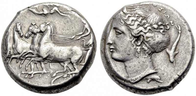 GRIECHISCHE MÜNZEN. SIZILIEN. SYRAKUS. 
Tetradrachmon, 413-399 v. Chr., im Stil...