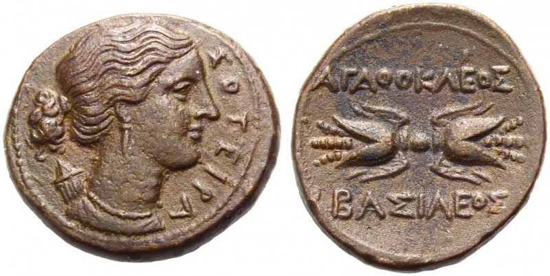 GRIECHISCHE MÜNZEN. SIZILIEN. SYRAKUS. Agathokles, 317-289 v. Chr 
Bronze. ΣΩΤΕ...