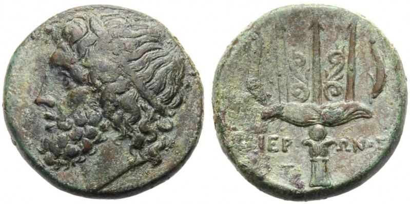 GRIECHISCHE MÜNZEN. SIZILIEN. SYRAKUS. Hieron II., 275-215 v. Chr 
Bronze. Kopf...