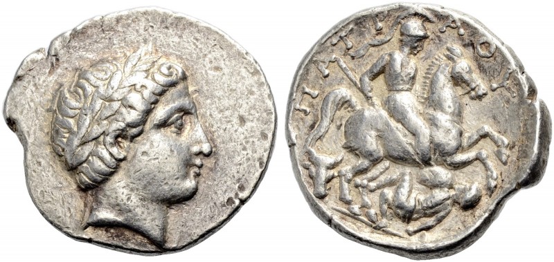 GRIECHISCHE MÜNZEN. PAIONIEN. Patraos, 340-315 v. Chr 
Tetradrachmon. Jugendlic...