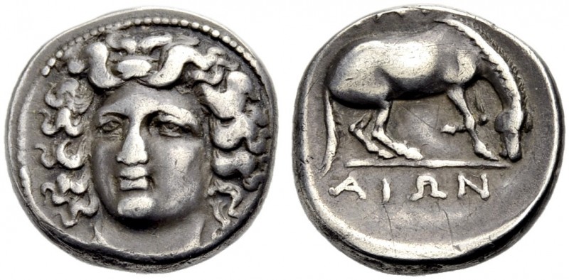 GRIECHISCHE MÜNZEN. THESSALIEN. LARISA. 
Drachme, 395-344 v. Chr. Kopf der Nymp...