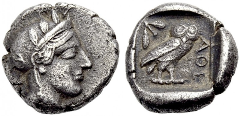 GRIECHISCHE MÜNZEN. ATTIKA. ATHEN. 
Drachme, 450-400 v. Chr. Kopf der Athena n....