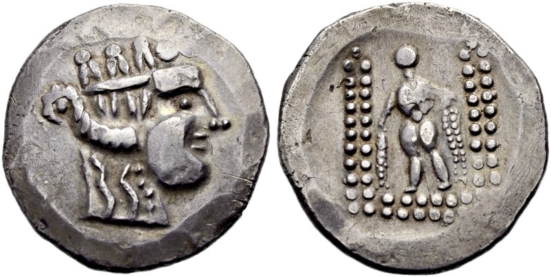 KELTISCHE MÜNZEN. OSTKELTEN. Thasosimitationen 
Tetradrachmon, 2.-1. Jh. Kopf d...