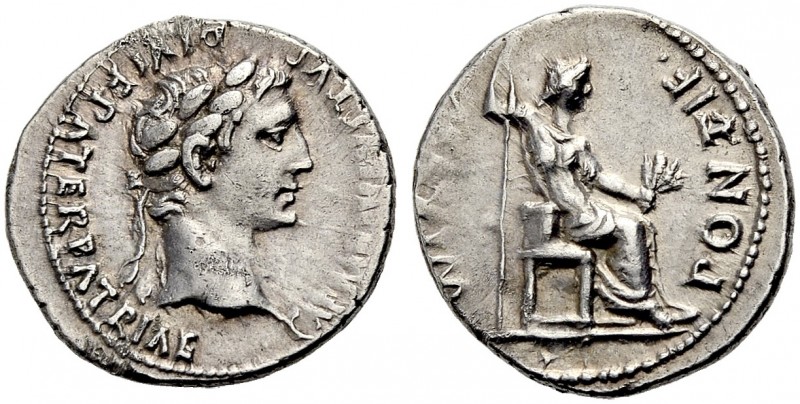 RÖMISCHE MÜNZEN. KAISERZEIT. Augustus, 27 v. Chr. -14 n. Chr 
Denar, 13-14 Lyon...