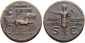RÖMISCHE MÜNZEN. KAISERZEIT. Germanicus Caesar, Vater des Caligula, gest. 19 
Dupondius, 34-37, postum unter Caligula. GERMANICVS/ CAESAR Germanicus,...