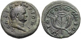 RÖMISCHE MÜNZEN. KAISERZEIT. Titus, als Caesar unter Vespasianus, 69-79 
Dupondius, Mzst. Rom (für Syrien), 74. Büste mit L. n. r. T. CAESAR. IMP. PO...