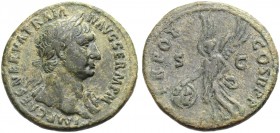 RÖMISCHE MÜNZEN. KAISERZEIT. Trajanus, 98-117 
As, 98-99. Büste n. r. mit L. und Drapierung auf der linken Schulter. IMP CAES NERVA TRAIA-N AVG GERM ...