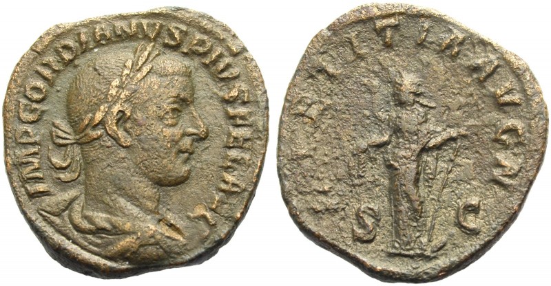 RÖMISCHE MÜNZEN. KAISERZEIT. Gordianus III., 238-244 
Sesterz, um 240-243. Drap...