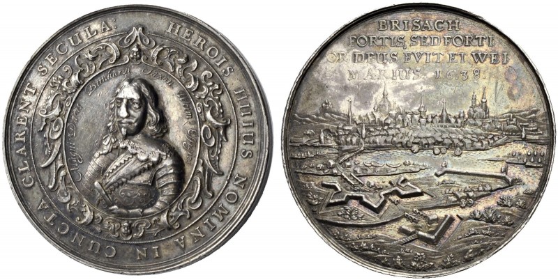 ALTDEUTSCHE MÜNZEN UND MEDAILLEN. BREISACH, STADT. 
Medaille 1638 (von J. Blum)...