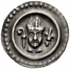 ALTDEUTSCHE MÜNZEN UND MEDAILLEN. KONSTANZ, BISCHÖFLICHE MÜNZSTÄTTE. EBERHARD II. VON WALDBURG, 1248-1274 
Brakteat. Büste des Bischofs zwischen Krum...