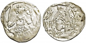 ALTDEUTSCHE MÜNZEN UND MEDAILLEN. MARK, GRAFSCHAFT. EBERHARD, 1277-1308 
Pfennig von Iserlohn. Der auf einem Stuhl sitzende Graf mit Schwert und Zwei...