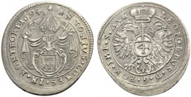 ALTDEUTSCHE MÜNZEN UND MEDAILLEN. MONTFORT, GRAFSCHAFT. ANTON DER JÜNGERE, 1693-1733 
Batzen 1694. Behelmtes Wappen. Rv. Gekrönter Doppeladler. Ebner...