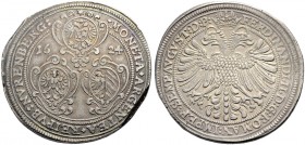 ALTDEUTSCHE MÜNZEN UND MEDAILLEN. NÜRNBERG, STADT. 
Taler 1624, Mzz. Stern. 3 Wappen in Kartuschen. Rv. Gekrönter Doppeladler. Kellner 230a, Dav. 563...