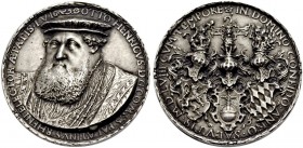 ALTDEUTSCHE MÜNZEN UND MEDAILLEN. PFALZ-KURFÜRSTENTUM, ALTE LINIE. OTTHEINRICH, 1556-1559 
Galvano der Medaille 1558 (von Dietrich Scho, Mainz). Büst...