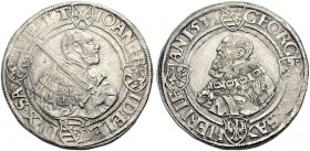 ALTDEUTSCHE MÜNZEN UND MEDAILLEN. SACHSEN-KURFÜRSTENTUM UND HERZOGTUM GEMEINSAM. JOHANN FRIEDRICH DER GROSSMÜTIGE und GEORG, 1534-1539 
Taler 1537, B...