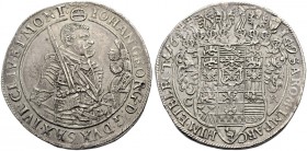 ALTDEUTSCHE MÜNZEN UND MEDAILLEN. SACHSEN-ALB. LINIE, KURFÜRSTENTUM NACH 1547. JOHANN GEORG I., 1615-1656 
Taler 1649. Geharnischtes Hüftbild r. mit ...