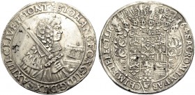 ALTDEUTSCHE MÜNZEN UND MEDAILLEN. SACHSEN-ALB. LINIE, KURFÜRSTENTUM NACH 1547. JOHANN GEORG II., 1656-1680 
Erbländischer Taler 1664, Dresden. Hüftbi...