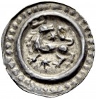 ALTDEUTSCHE MÜNZEN UND MEDAILLEN. ÜBERLINGEN, KÖNIGLICHE MÜNZSTÄTTE. FRIEDRICH II., 1215-1250 
Brakteat. Gekrönter Löwe n. l. mit zurückgewandtem Kop...