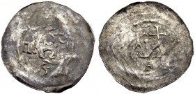 ALTDEUTSCHE MÜNZEN UND MEDAILLEN. VILLINGEN. BERTHOLD I., 1024-1078 
Pfennig. Kreuz mit einem Punkt in der Mitte, PER(CTOLT) rückläufig. Rv. Zweitürm...