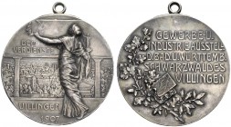 ALTDEUTSCHE MÜNZEN UND MEDAILLEN. VILLINGEN. MEDAILLEN 
Versilberte Bronzemedaille 1907 (Randpunze: B. H. MAYER / PFORZHEIM), Auszeichnung der Gewerb...