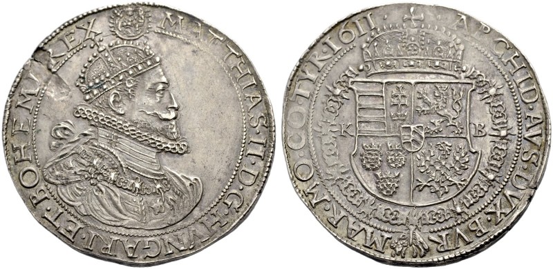 RÖMISCH-DEUTSCHES REICH. MATTHIAS, 1608-1619 
Taler 1611, Kremnitz. Gekröntes B...