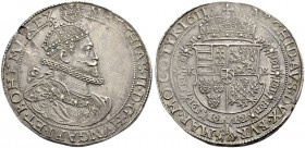RÖMISCH-DEUTSCHES REICH. MATTHIAS, 1608-1619 
Taler 1611, Kremnitz. Gekröntes Brustbild r. Rv. Gekröntes Wappen in Vlieskette. Voglh. 110/II, Dav. 30...