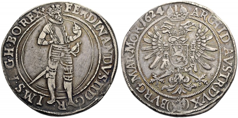RÖMISCH-DEUTSCHES REICH. FERDINAND II., 1619-1637 
Taler 1624, Prag. Stehender ...