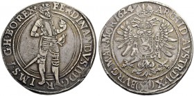 RÖMISCH-DEUTSCHES REICH. FERDINAND II., 1619-1637 
Taler 1624, Prag. Stehender Kaiser. Rv. Gekrönter Doppeladler. Her. 485a/485, Diet. 713, Voglh. 14...