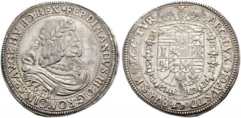 RÖMISCH-DEUTSCHES REICH. FERDINAND III., 1637-1657 
Taler 1651, Wien. Belorbeer...