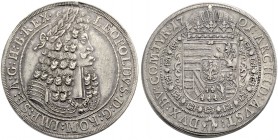 RÖMISCH-DEUTSCHES REICH. LEOPOLD I., 1657-1705 
Taler 1701, Belorbeertes Brustbild n. r. Rv. Gekröntes Wappen in Vlieskette. CNA V, 106d6, Her. 649, ...