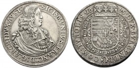 RÖMISCH-DEUTSCHES REICH. ERZHERZOG SIGISMUND FRANZ, 1662-1665 
Taler 1665, Hall. Brustbild n. r. Rv. Gekröntes Wappen in Vlieskette. MT 531, Voglh. 1...
