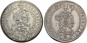 RÖMISCH-DEUTSCHES REICH. SALZBURG, ERZBISTUM. JOHANN ERNST VON THUN UND HOHENSTEIN, 1687-1709 
Taler 1696. Madonna über Wappen. Rv. Der hl. Rudbertus...