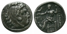 KINGS of MACEDON.Philip III Arrhidaios.323-317 BC.Sardes Mint.AR Drachm

Obverse : Head of Herakles right, wearing lion skin
Reverse : AΛEΞANΔPOY; Zeu...