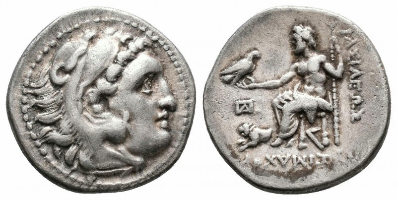 KINGS of THRACE.Lysimachos.305-281 BC.Lampsakos Mint.AR Drachm 

Obverse : Head ...