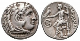 KINGS of MACEDON.Demetrios.295/4 BC.Miletos Mint.AR Drachm

Obverse : Head of Herakles right, wearing lion's skin headdress
Reverse : AΛEΞANΔΡOΥ; Zeus...