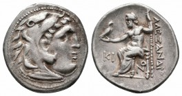 KINGS of MACEDON.Antigonos I Monophthalmos.320-306/5 BC.Lampsakos mint.AR Drachm

Obverse : Head of Herakles right, wearing lion skin 
Reverse : AΛEΞA...