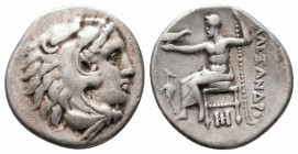 KINGS of MACEDON.Alexander III.336-323 BC.Abydos Mint.AR Drachm

Obverse : Herakles right, wearing lion skin headdress
Reverse : AΛEΞANΔPOY; Zeus Aeto...