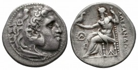 KINGS of MACEDON.Alexander III.336-323 BC.Magnesia Mint.AR Drachm

Obverse : Head of Herakles right, wearing lion skin headdress
Reverse : ΑΛΕΞΑΝΔΡΟΥ;...