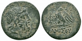 PONTOS.Amisos.Mithradates VI.Circa 85-65 BC.Civic issue.AE Bronze

Obverse : Laureate head of Zeus right
Reverse : AMIΣOY; eagle standing left on thun...