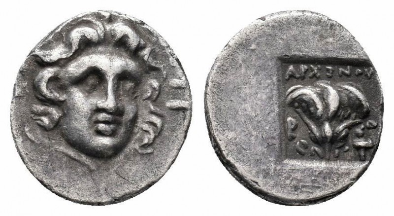 CARIA.Rhodos.Circa 170-150 BC.AR Hemidrachm

Obverse : Radiate head of Helios fa...