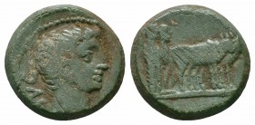 MACEDON.Philippi.Augustus.27 BC -14 AD.AE Bronze

Obverse : AVG; bare head of Augustus to right
Reverse : two priests ploughing, right

Reference : RP...