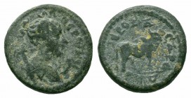 LYDIA.Hierocaesarea.Pseudo autonomous.Time of Trajan to Hadrian. 98-138 AD.AE Bronze

Obverse : ΠΕΡϹΙΚΗ; draped bust of Artemis Persica right, with qu...