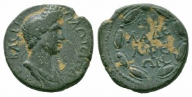LYDIA.Philadelphia.Plotina.98-117 AD.AE Bronze

Obverse : ΠΛΩΤΕΙΝΑ ϹΕΒΑϹΤΗ; draped bust of Plotina, right
Reverse : ΦΙΛΑΔΕΛΦΕΩΝ; n laurel wreath

refe...