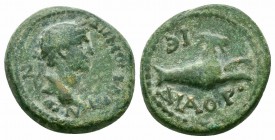 CARIA.Tabae.Pseudo autonomous.Time of Domitian.81-96 AD.AE Bronze

Obverse : ΔHMOC TABHNΩN; laureate head of Demos right, with Flavian features
Revers...